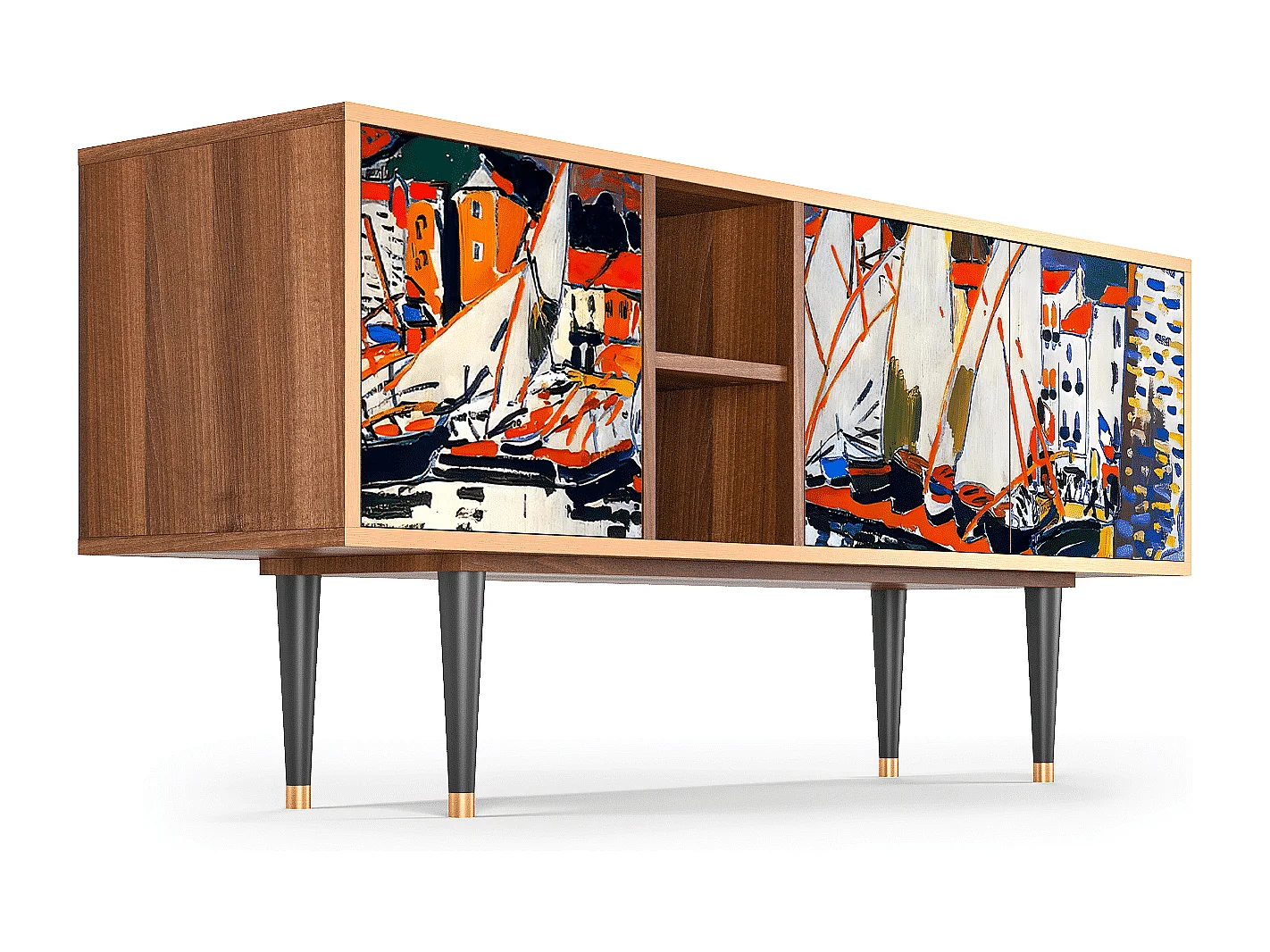 TV-Möbel - 150х69х41 cm - T5 - Le Séchage des voiles , Walnuss