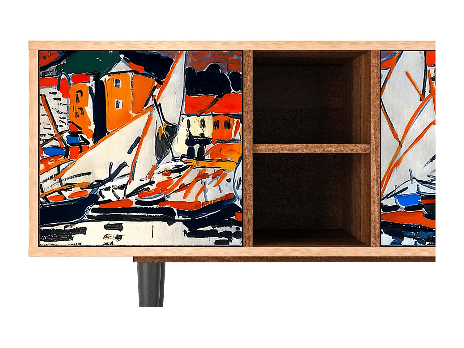 TV-Möbel - 150х69х41 cm - T5 - Le Séchage des voiles , Walnuss
