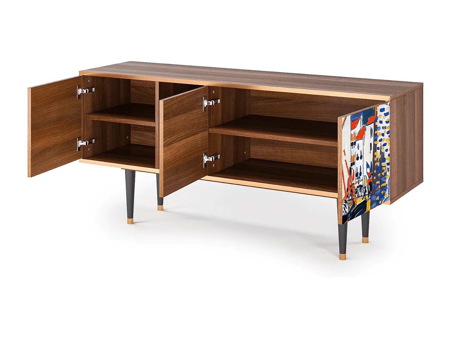 Meuble TV - 150х69х41 cm - T5 - Le Séchage des voiles , Noyer