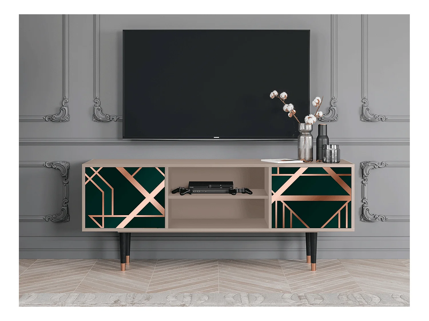 Meuble TV - 170х69х48 cm - T2 - Emerald Gatsby, Latte