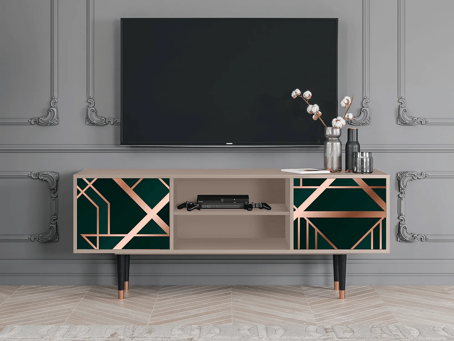 Meuble TV - 170х69х48 cm - T2 - Emerald Gatsby, Latte