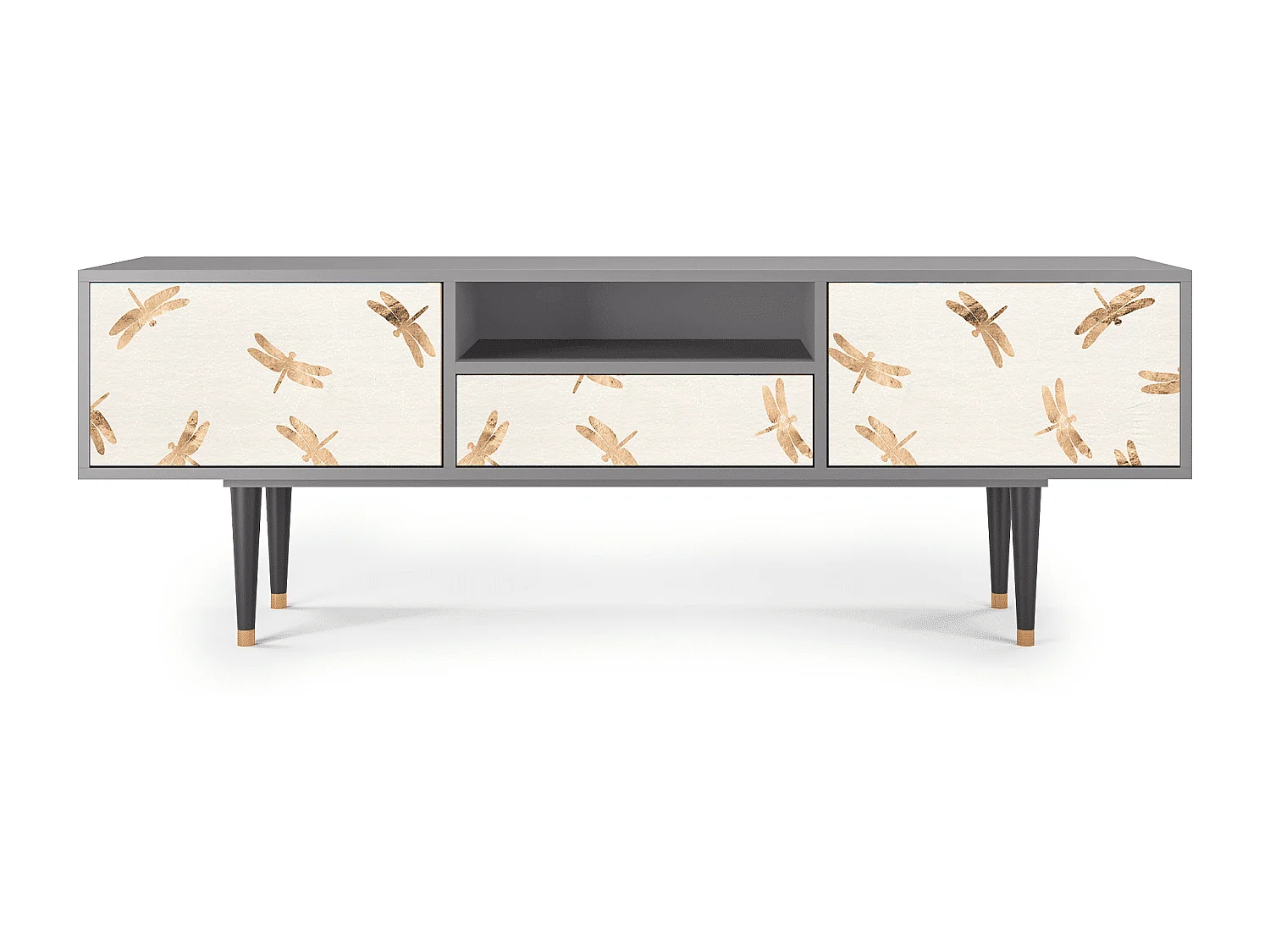 Szafka RTV - 170х59х41 cm - T6 - Nude Dragonflies, Szary