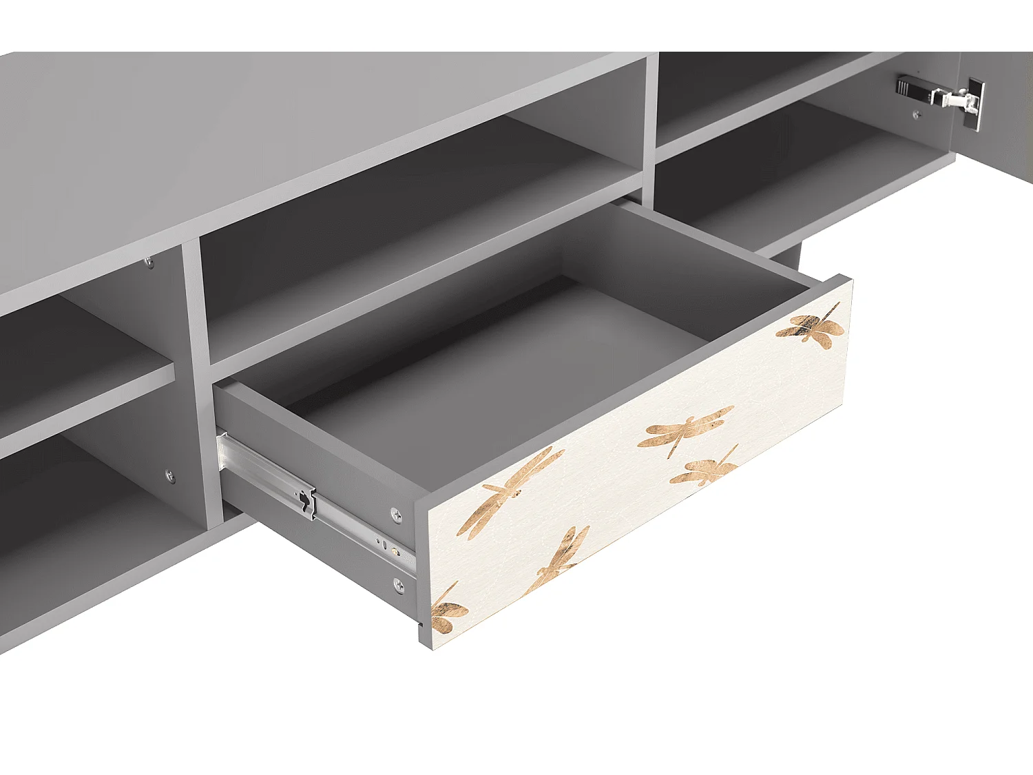 Meuble TV - 170х59х41 cm - T6 - Nude Dragonflies, Gris