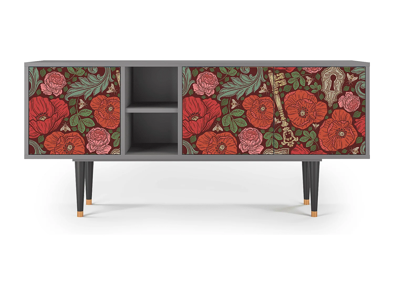 Mobile TV - 150х69х41 cm - T5 - Poppy Garden, Grigio