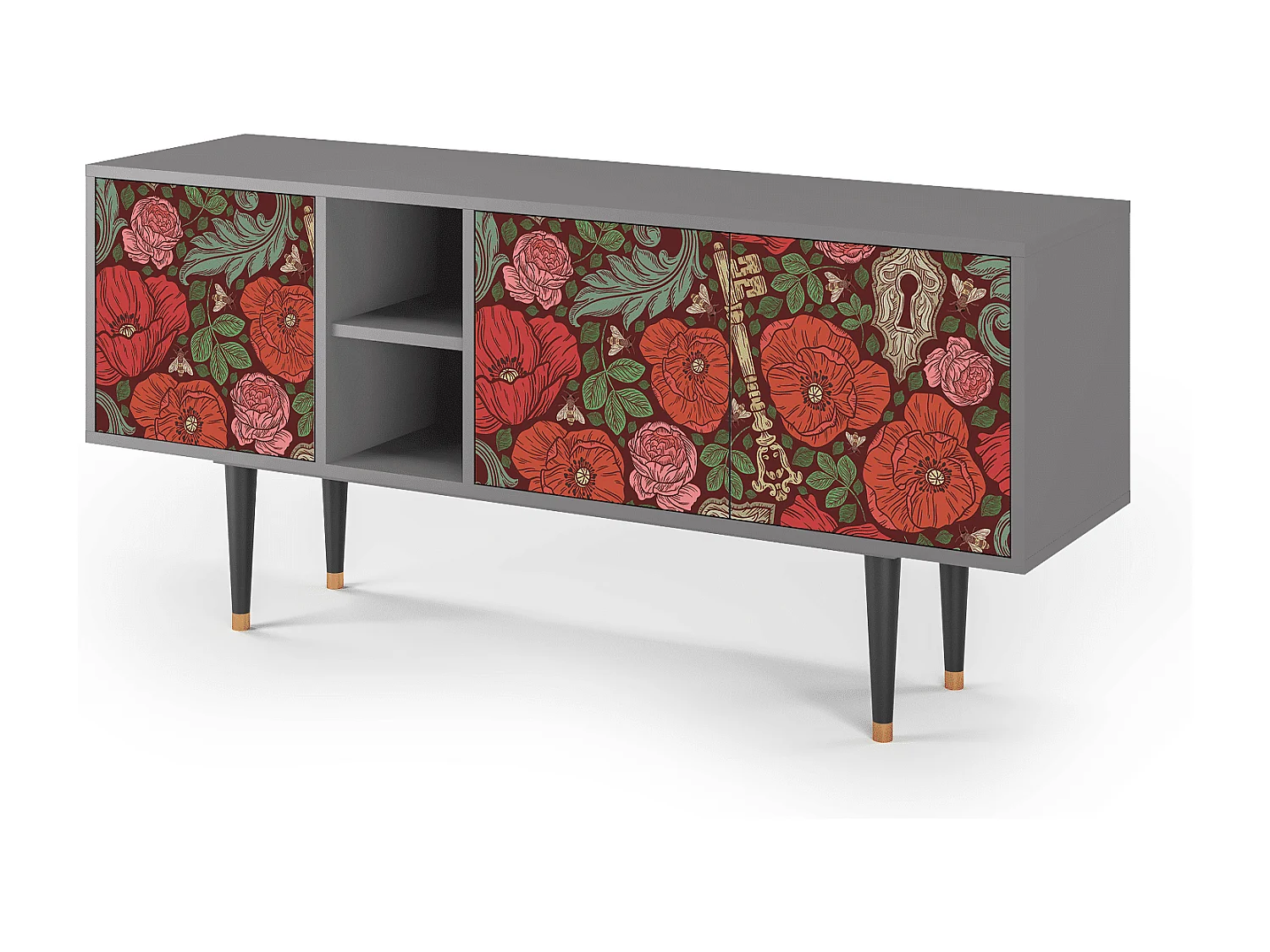 Mobile TV - 150х69х41 cm - T5 - Poppy Garden, Grigio