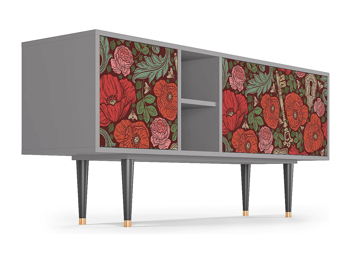 Mobile TV - 150х69х41 cm - T5 - Poppy Garden, Grigio