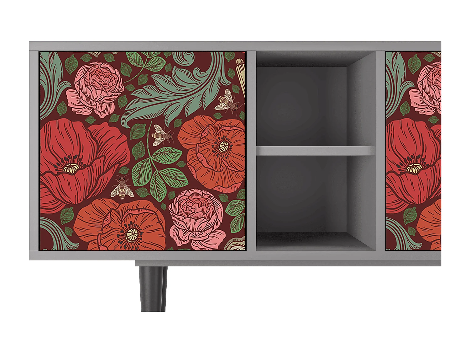 Mobile TV - 150х69х41 cm - T5 - Poppy Garden, Grigio