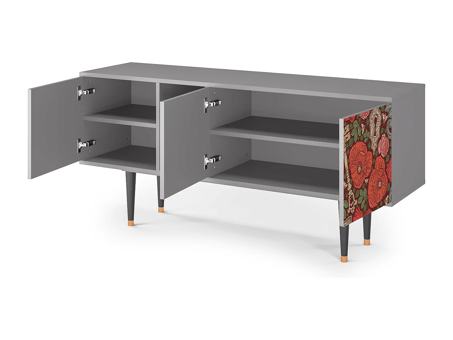 Mobile TV - 150х69х41 cm - T5 - Poppy Garden, Grigio