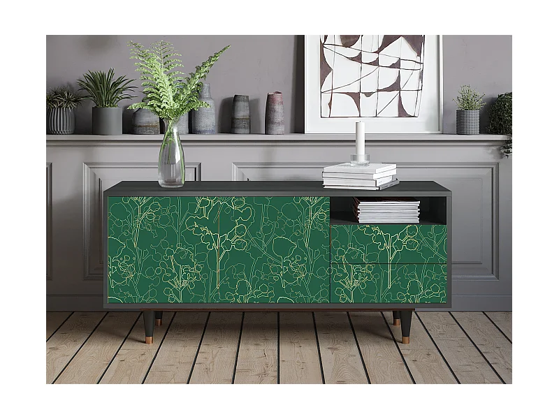TV-Möbel - 125х56х41 cm - T7 - Emerald Forest, Anthrazit