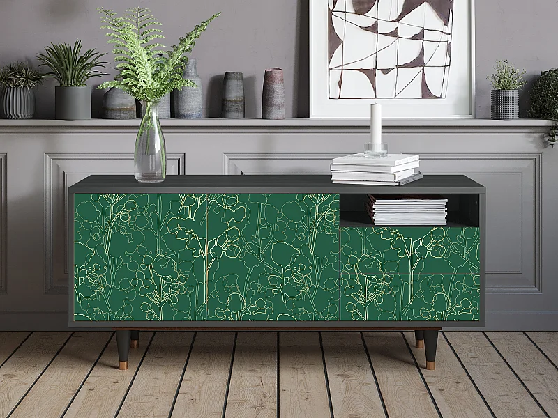 TV-Möbel - 125х56х41 cm - T7 - Emerald Forest, Anthrazit