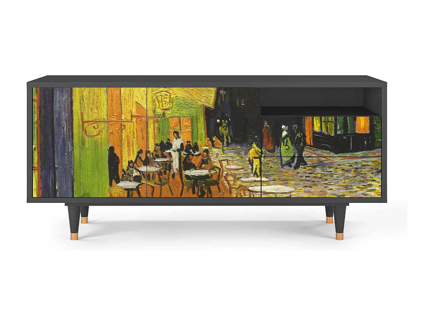 TV-Möbel - 125х56х41 cm - T7 - Café Terrace at Night, Anthrazit