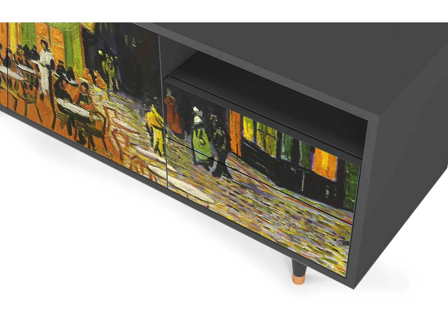 TV-Möbel - 125х56х41 cm - T7 - Café Terrace at Night, Anthrazit