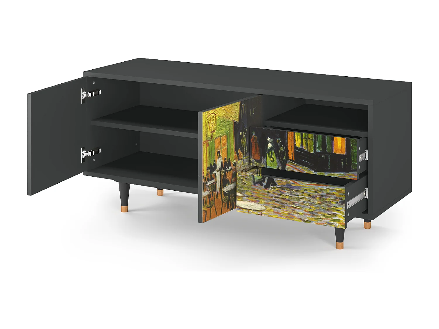 TV-Möbel - 125х56х41 cm - T7 - Café Terrace at Night, Anthrazit