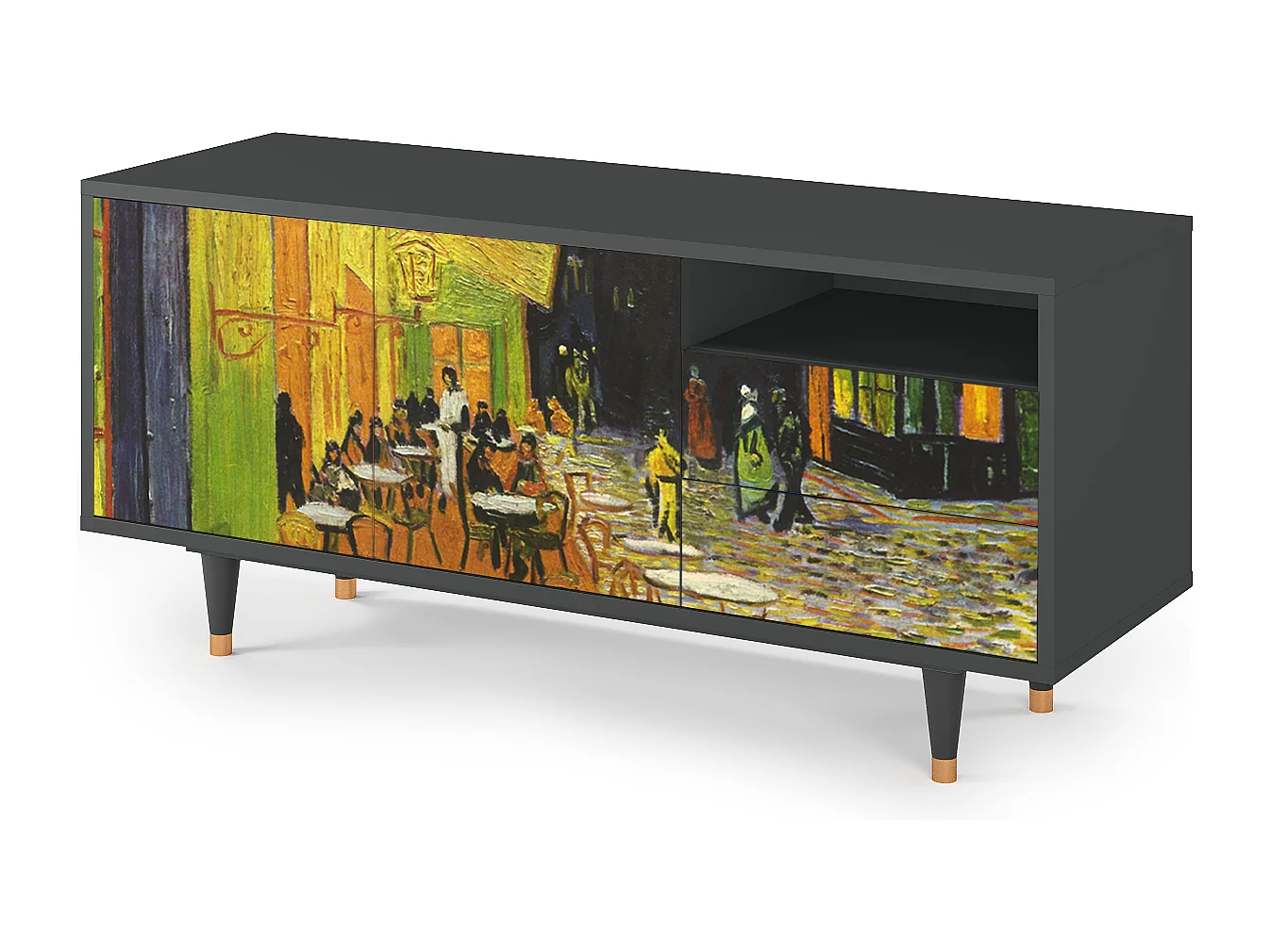 TV-meubel - 125х56х41 cm - T7 - Café Terrace at Night, Antraciet