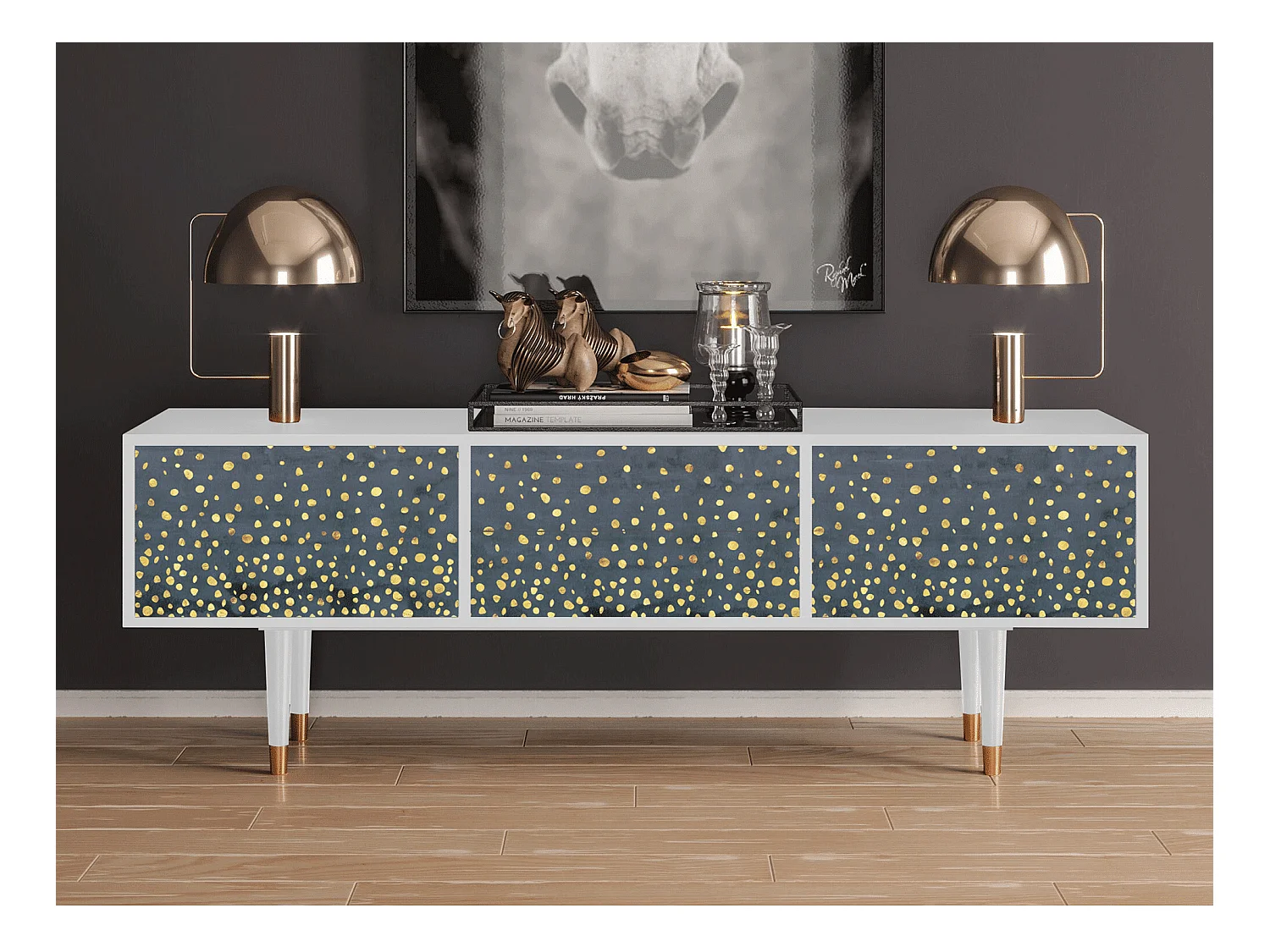 Meuble TV - 170х59х48 cm - T4 - Foggy Lights, Blanc