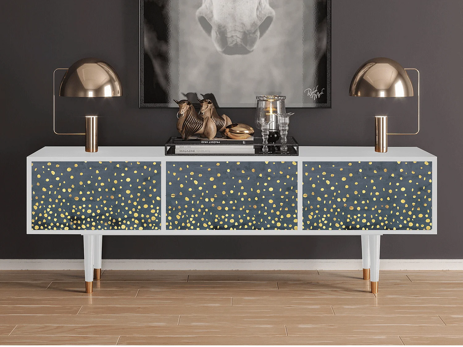 Mobile TV - 170х59х48 cm - T4 - Foggy Lights, Bianco