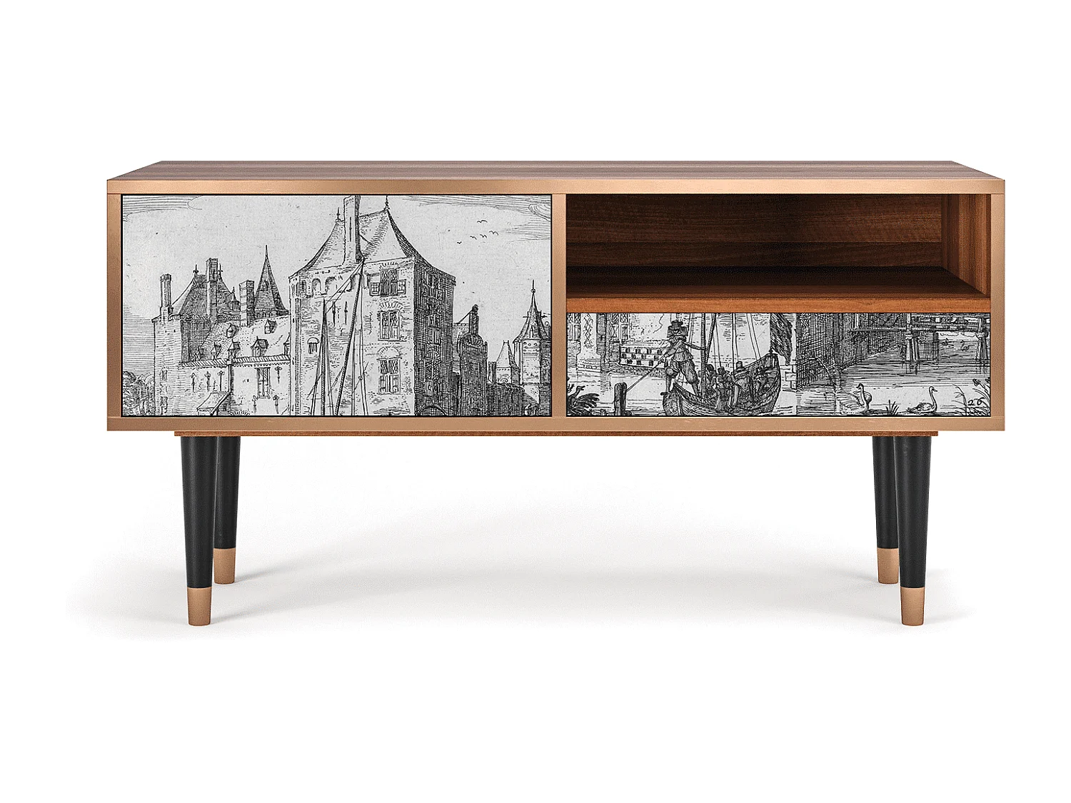 TV-Möbel - 115х59х48 cm - T3 - Castle by Breugel, Walnuss