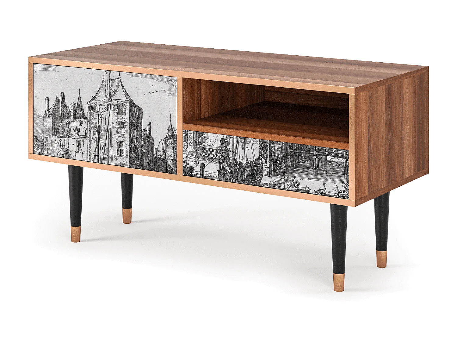 TV-Möbel - 115х59х48 cm - T3 - Castle by Breugel, Walnuss