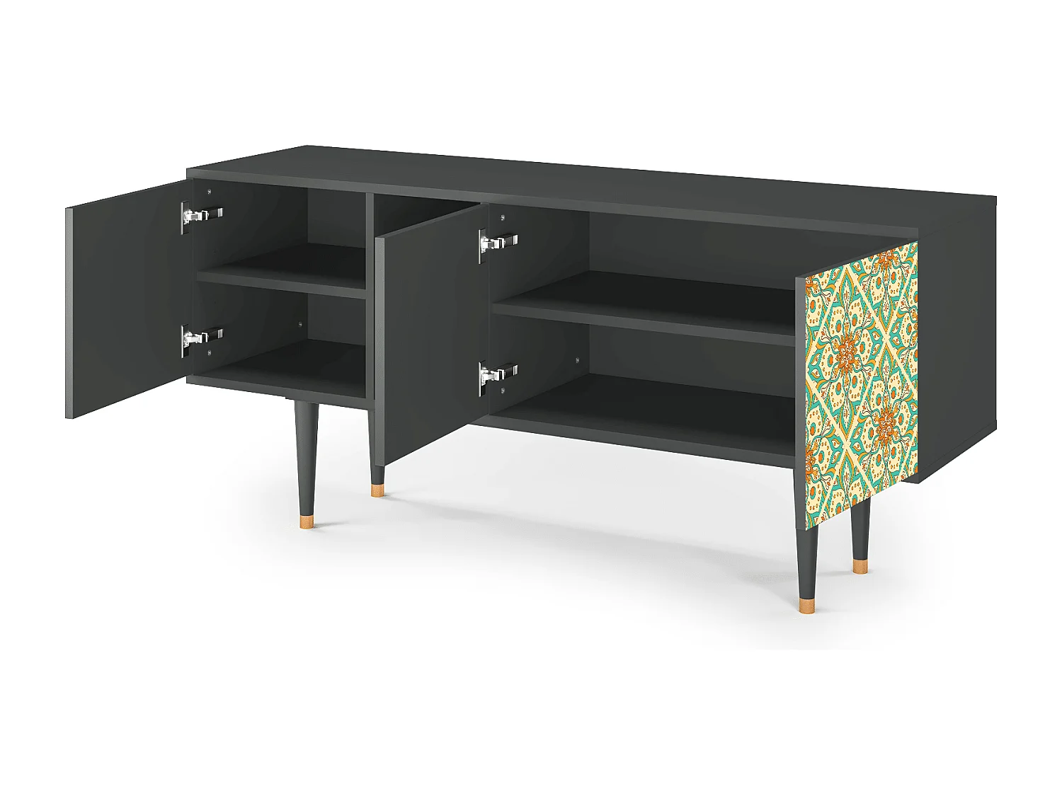 Mueble de TV - 150х69х41 cm - T5 - Hindu Daisy, Antracite