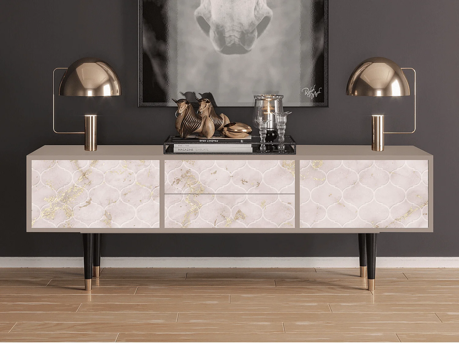 Meuble TV - 170х59х48 cm - T4 - Dirty Roses, Latte