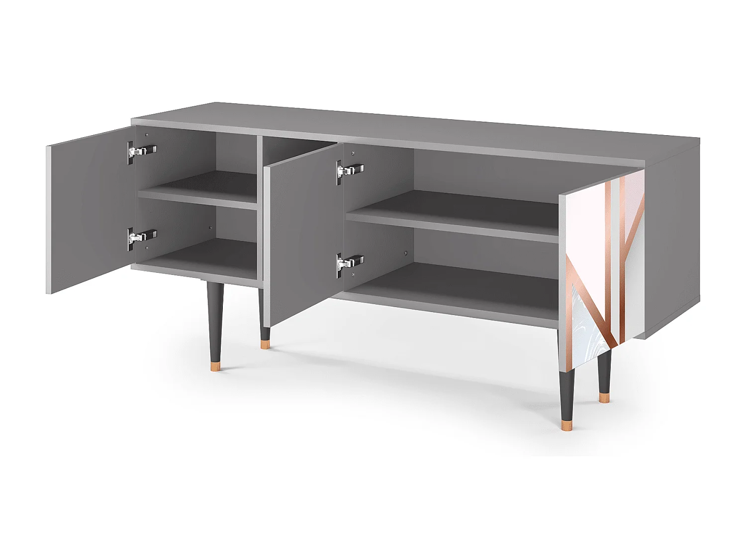 Mueble de TV - 150х69х41 cm - T5 - Champagne Story, Gris