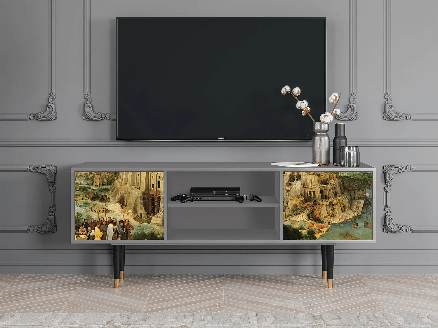 Meuble TV - 170х69х48 cm - T2 - Elder The Tower, Gris