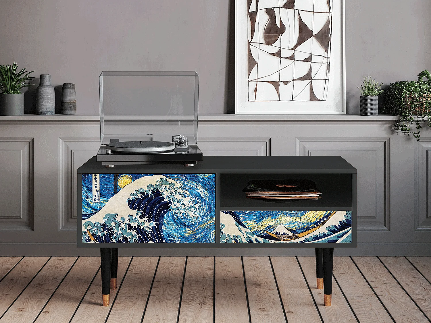 TV-meubel - 115х59х48 cm - T3 - Great Wave, Antraciet