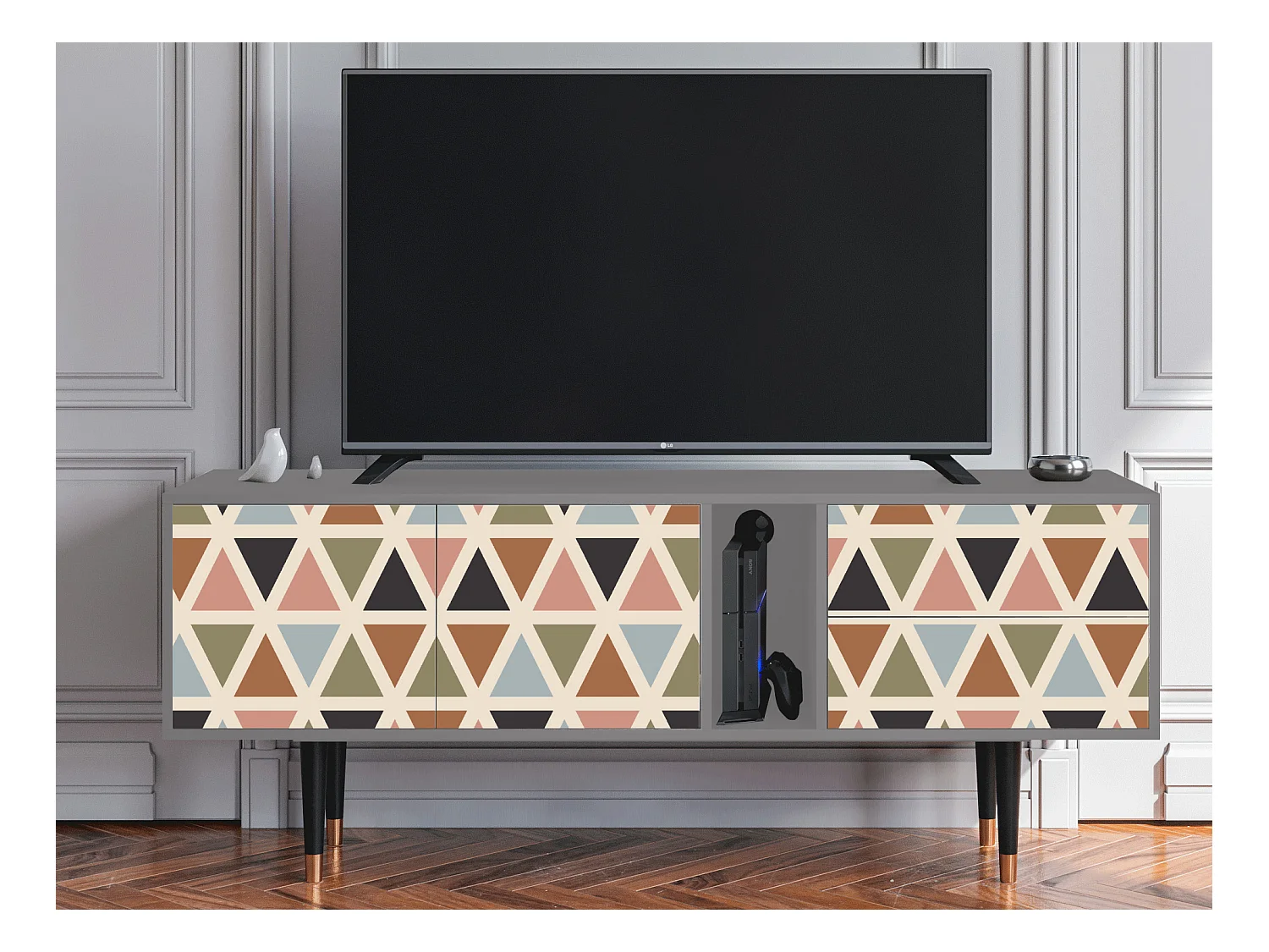 Mueble de TV - 170х69х48 cm - T1 - Royal Triangles, Gris