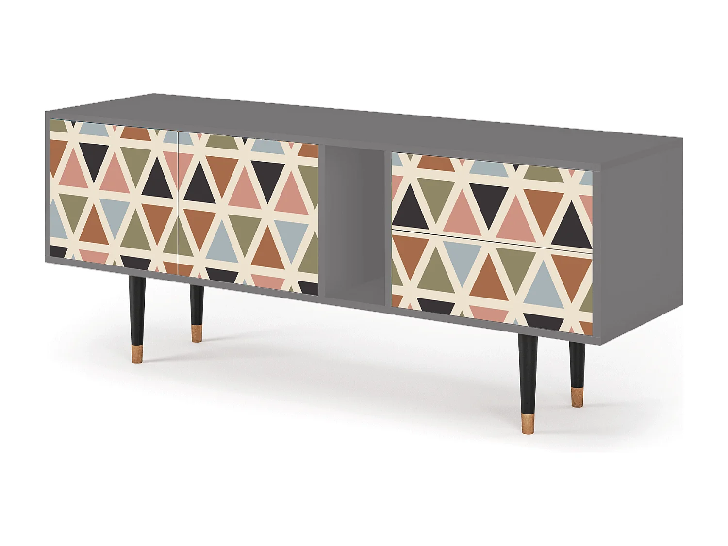 Meuble TV - 170х69х48 cm - T1 - Royal Triangles, Gris