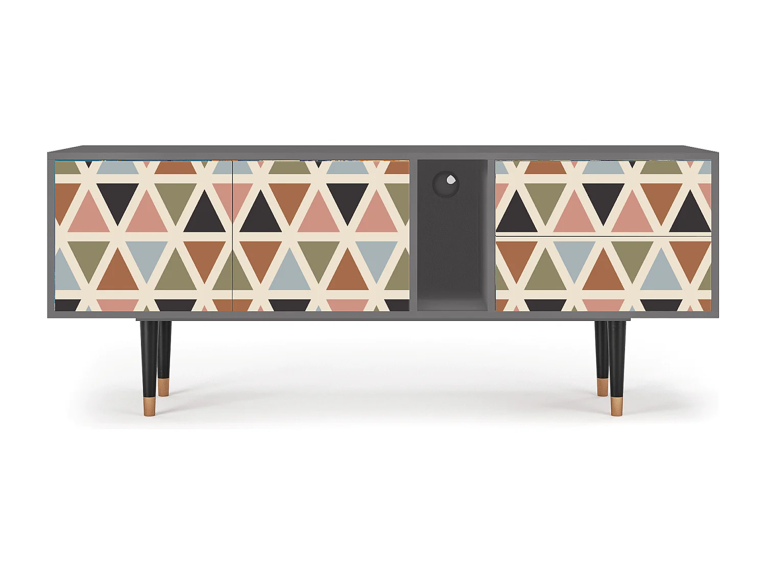 Szafka RTV - 170х69х48 cm - T1 - Royal Triangles, Szary