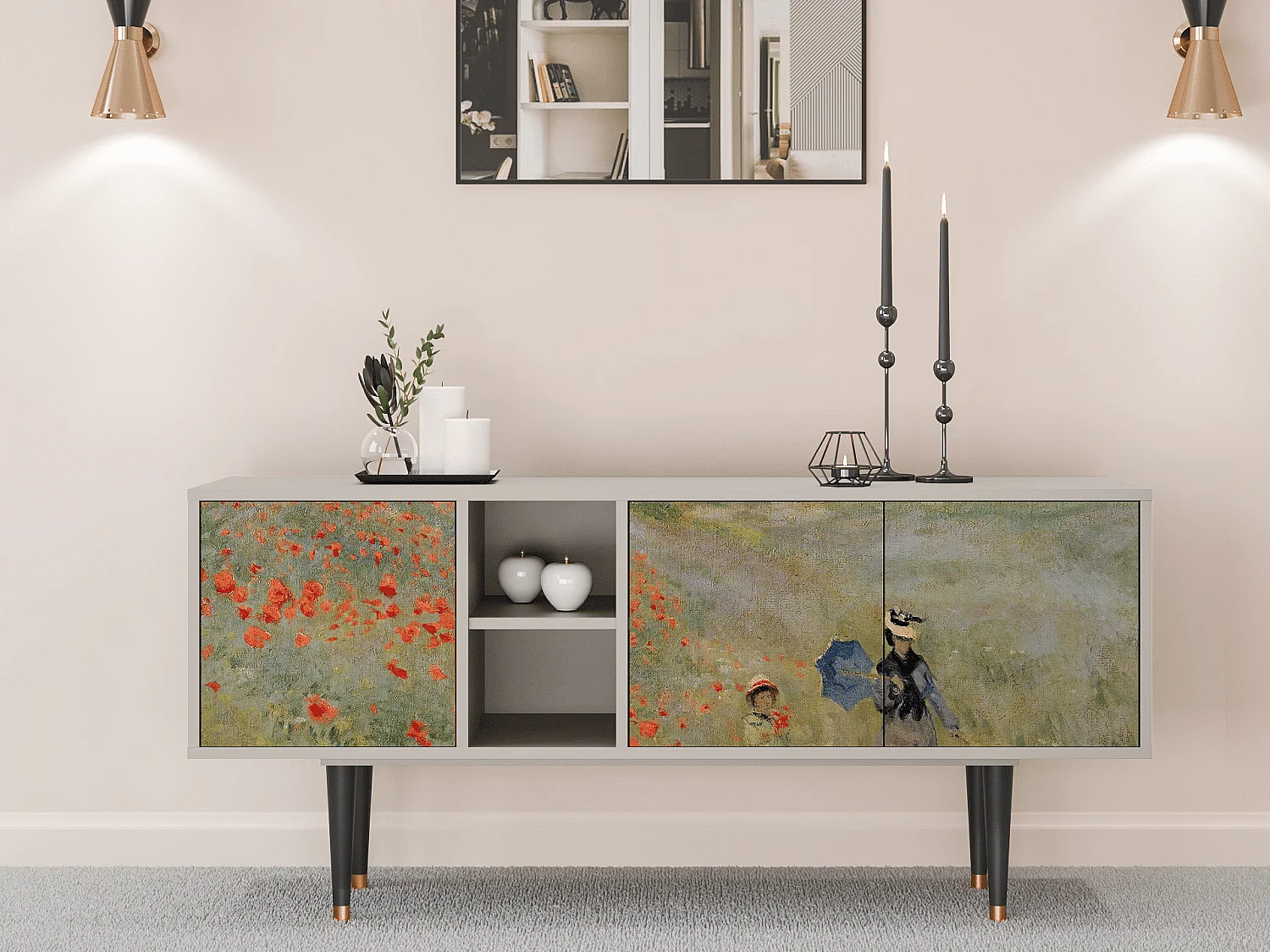 Meuble TV - 150х69х41 cm - T5 - The Poppy Field   , Sable