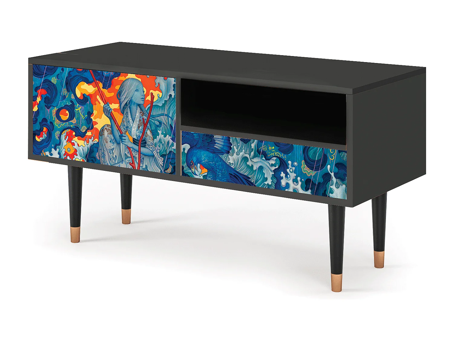 Mueble de TV - 115х59х48 cm - T3 - The Girl - James Jean, Antracita