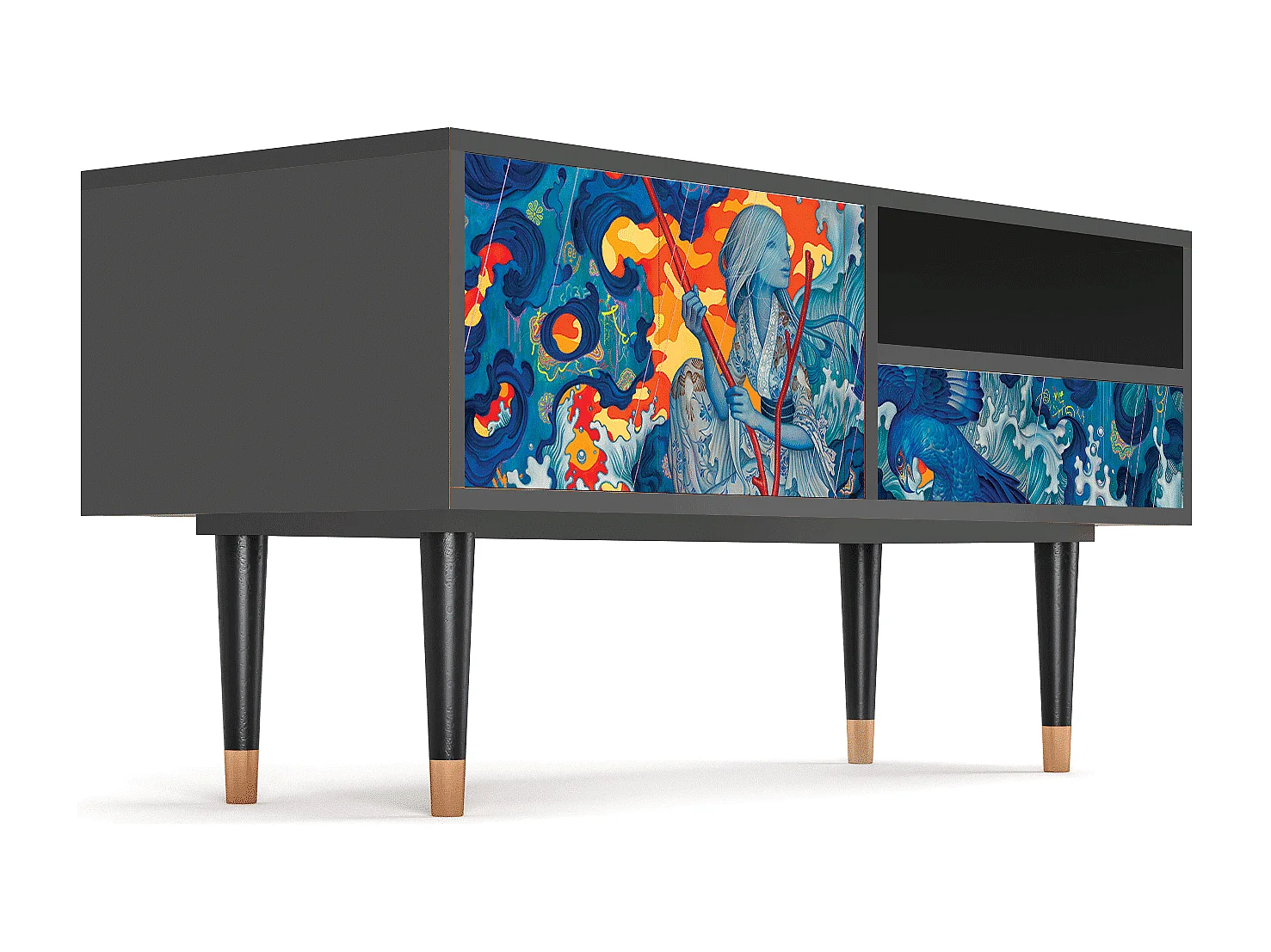 Mueble de TV - 115х59х48 cm - T3 - The Girl - James Jean, Antracita