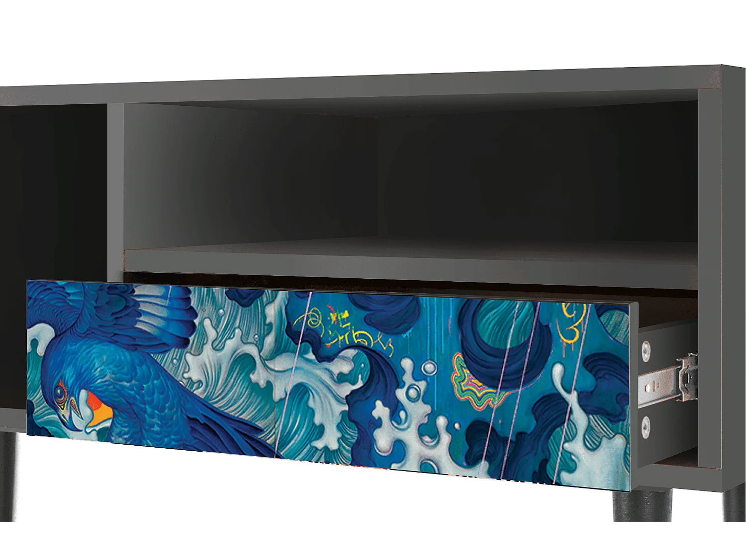 Meuble TV - 115х59х48 cm - T3 - The Girl - James Jean, Anthracite