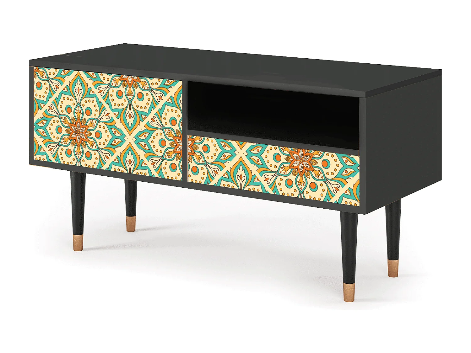 Szafka RTV - 115х59х48 cm - T3 - Hindu Daisy, Antracyt