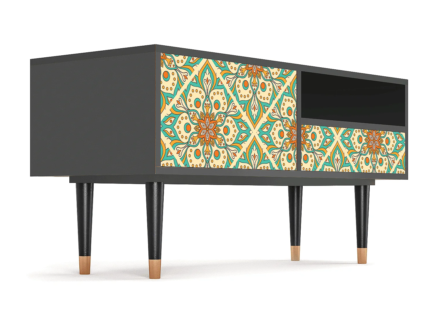 Szafka RTV - 115х59х48 cm - T3 - Hindu Daisy, Antracyt