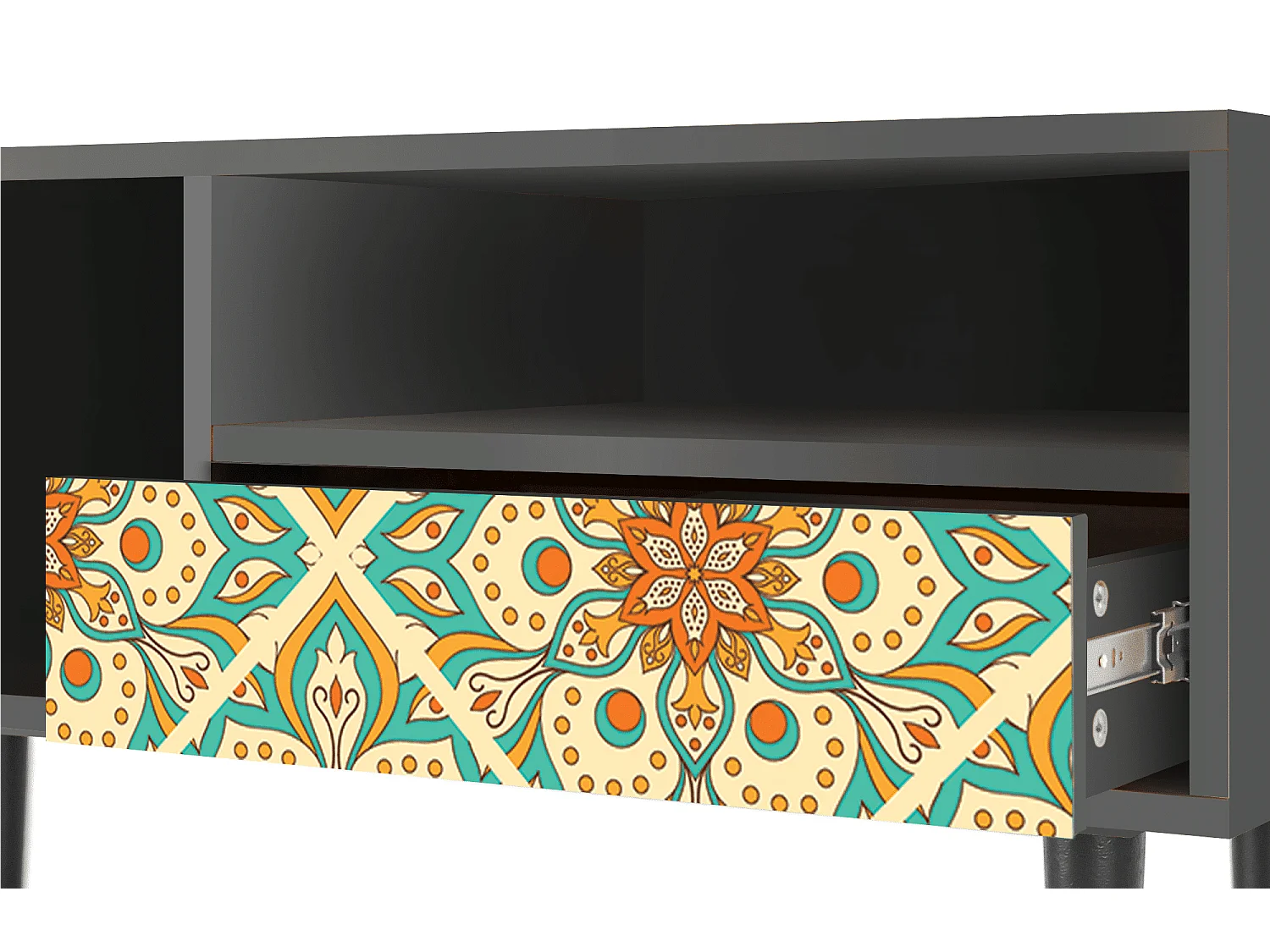 Szafka RTV - 115х59х48 cm - T3 - Hindu Daisy, Antracyt