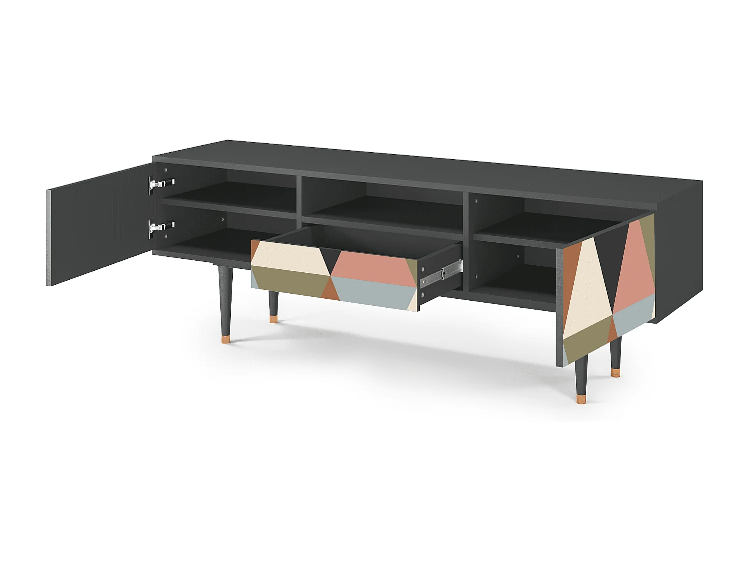 Meuble TV - 170х59х41 cm - T6 - Royal Triangles, Anthracite