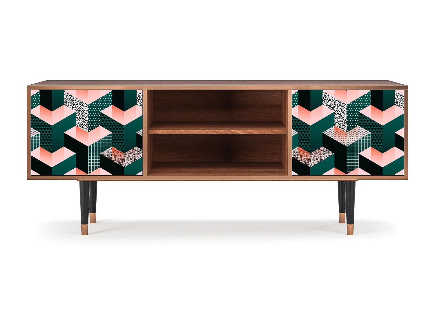 Meuble TV - 170х69х48 cm - T2 - Geometric Madness, Noyer