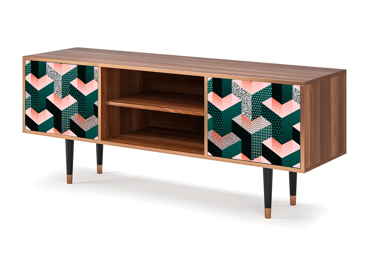 Meuble TV - 170х69х48 cm - T2 - Geometric Madness, Noyer