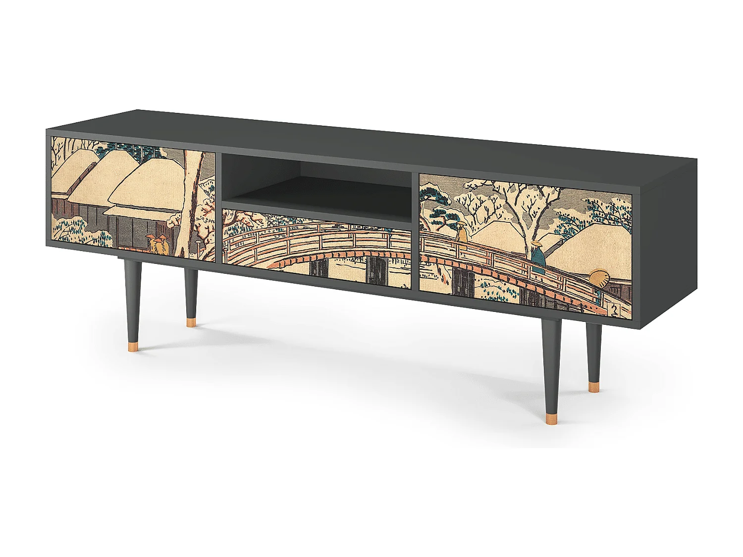 Mueble de TV - 170х59х41 cm - T6 - Katabira River, Antracita