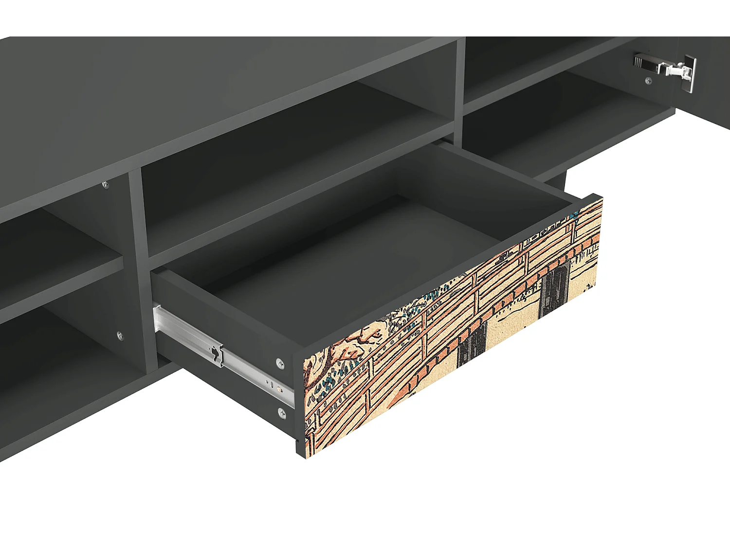 Mueble de TV - 170х59х41 cm - T6 - Katabira River, Antracita