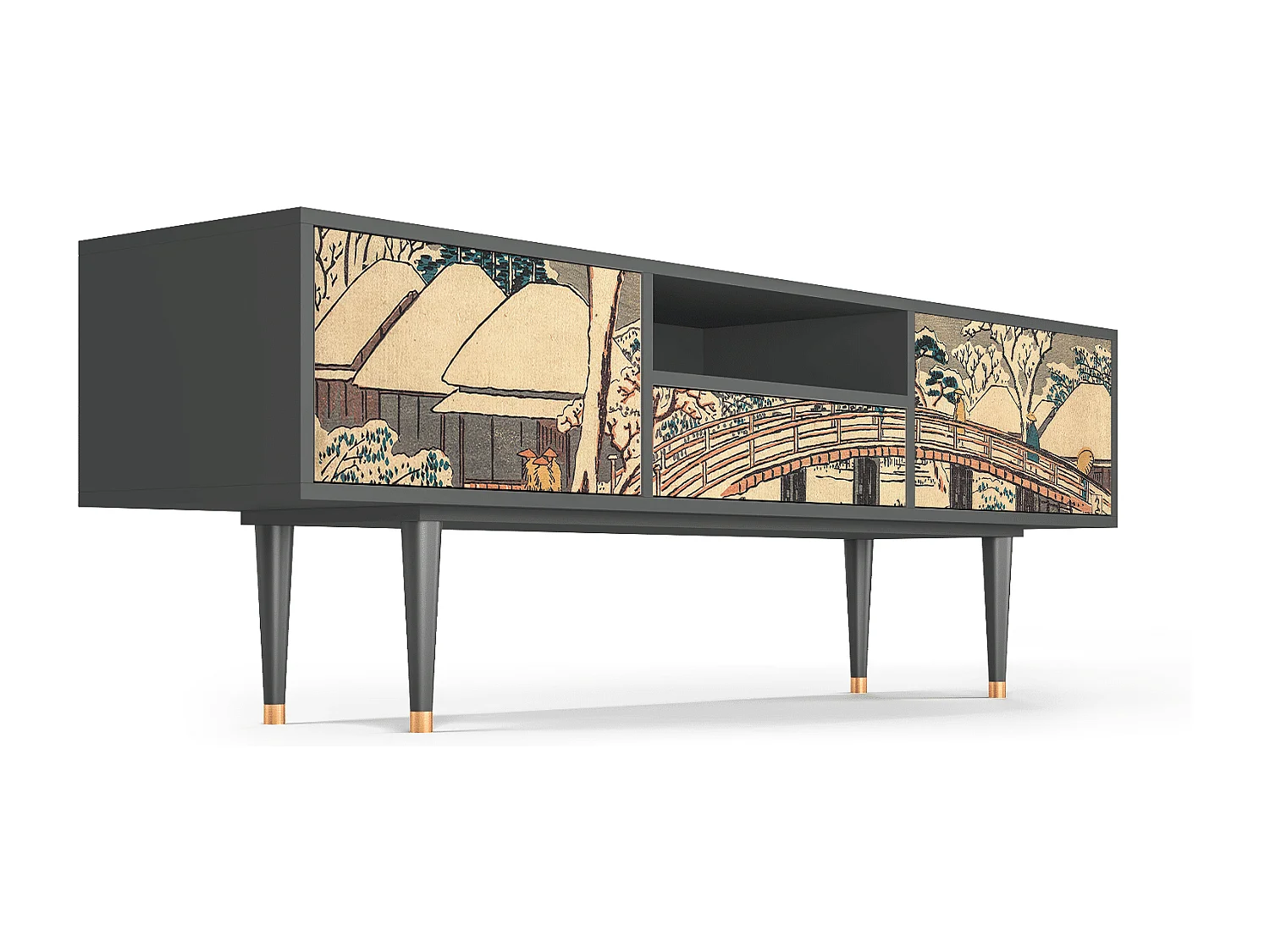 Mueble de TV - 170х59х41 cm - T6 - Katabira River, Antracita