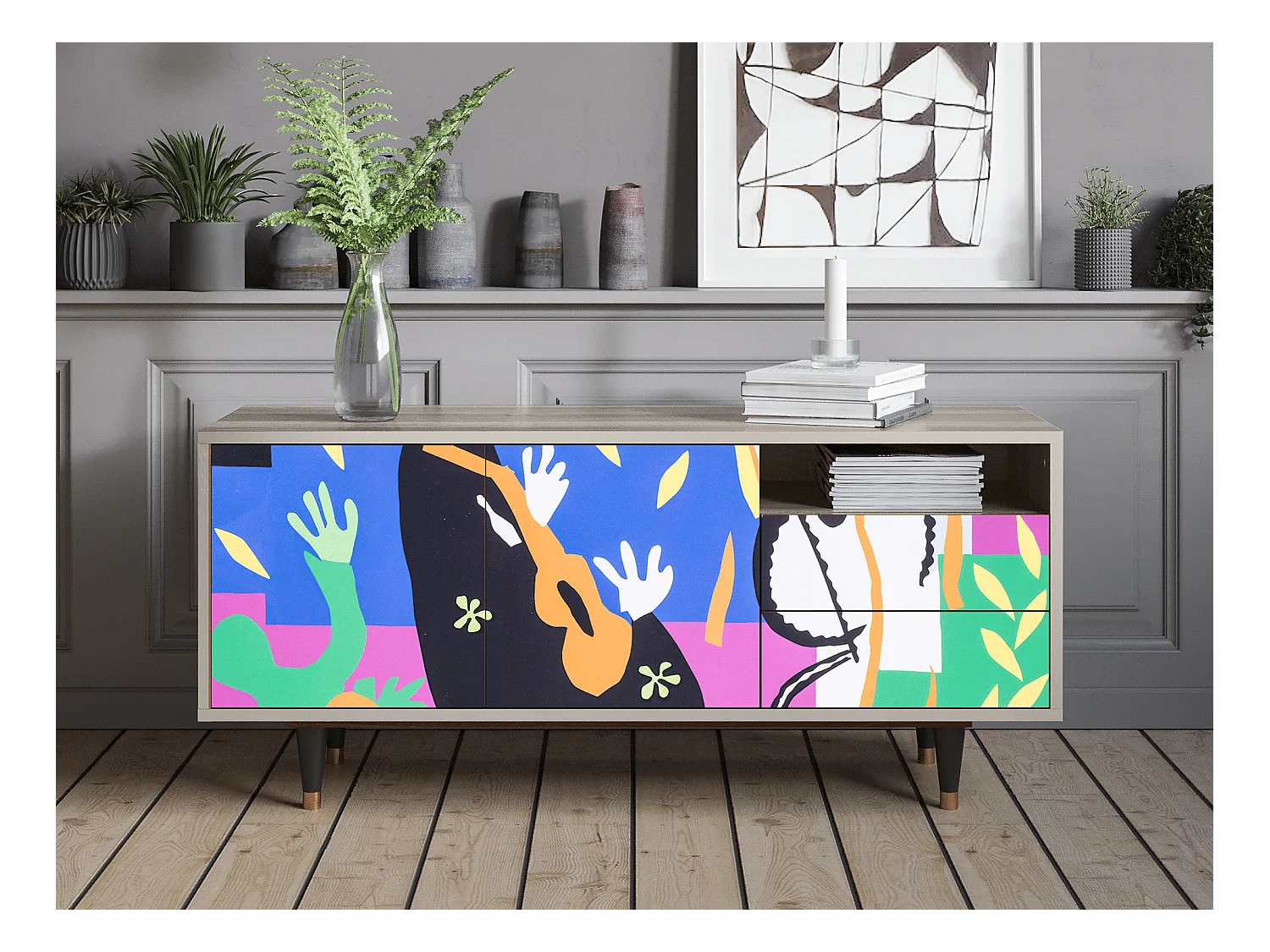 Mobile TV - 125х56х41 cm - T7 - La Tristesse du Roi, Sabbia