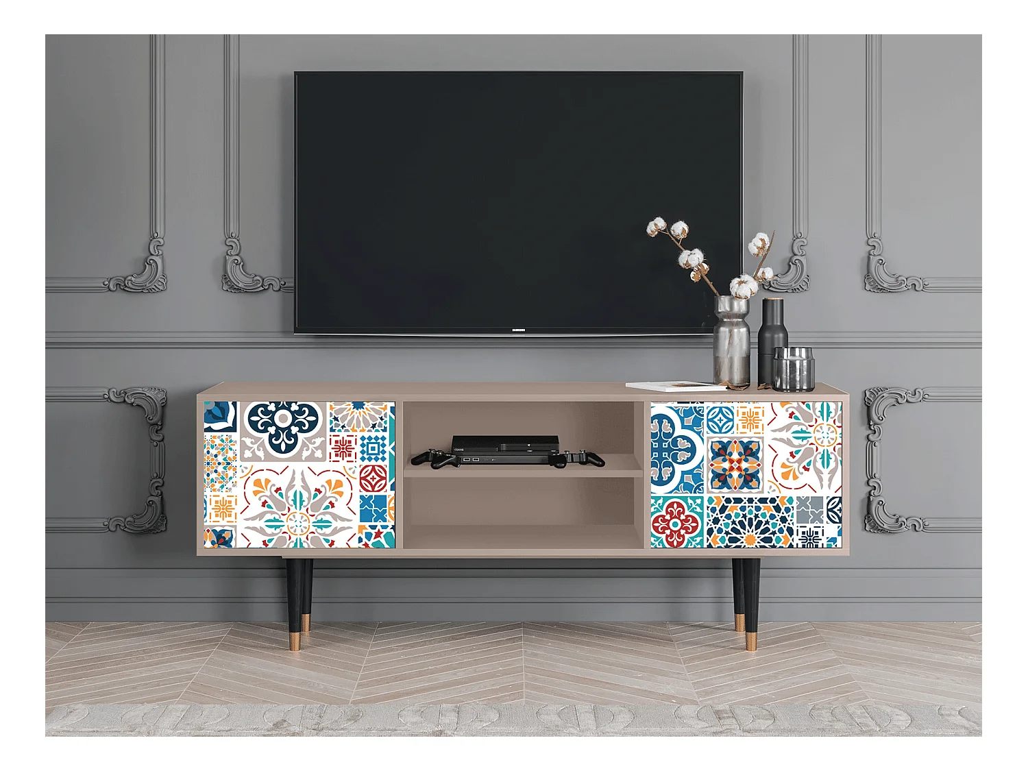 Meuble TV - 170х69х48 cm - T2 - Moroccan Market, Latte
