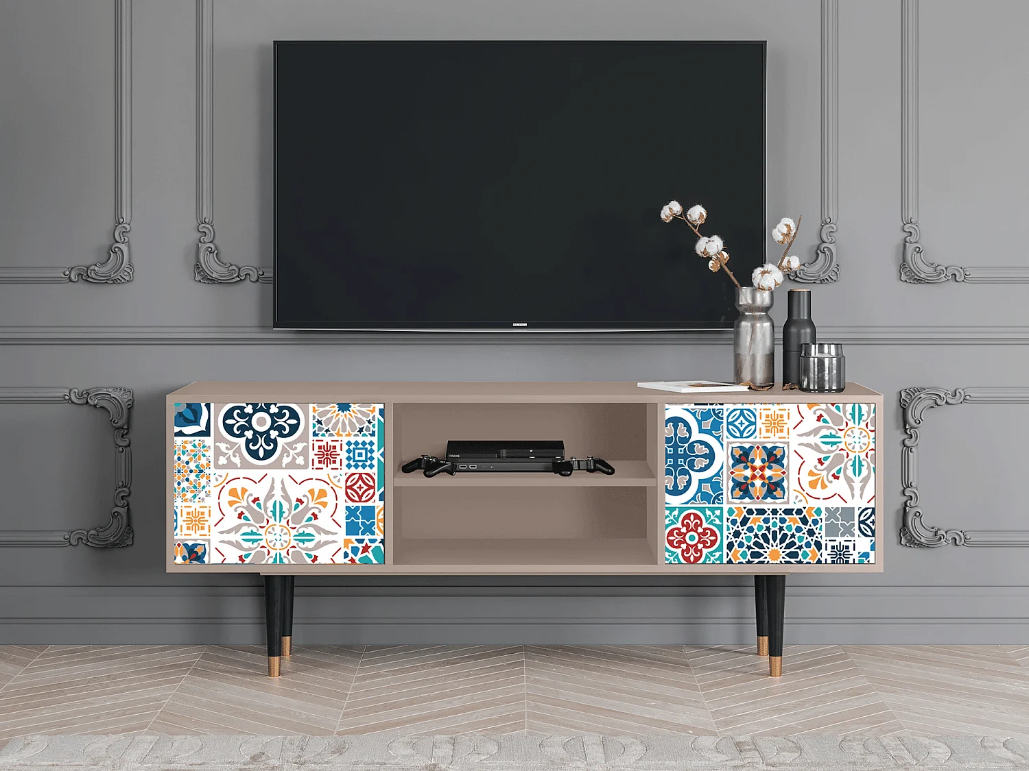 Meuble TV - 170х69х48 cm - T2 - Moroccan Market, Latte