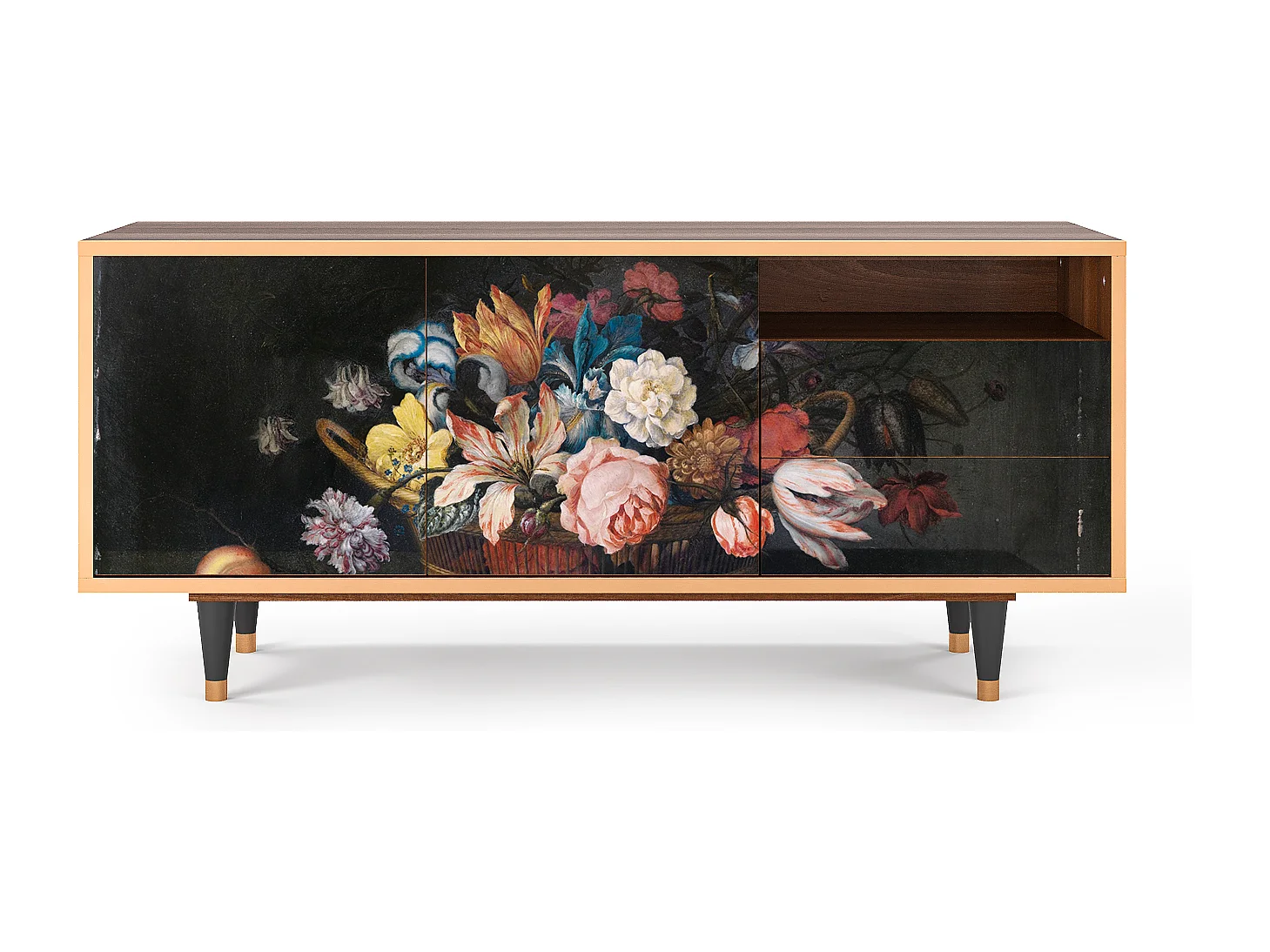 Mobile TV - 125х56х41 cm - T7 - Still Life with Flowers, Noce