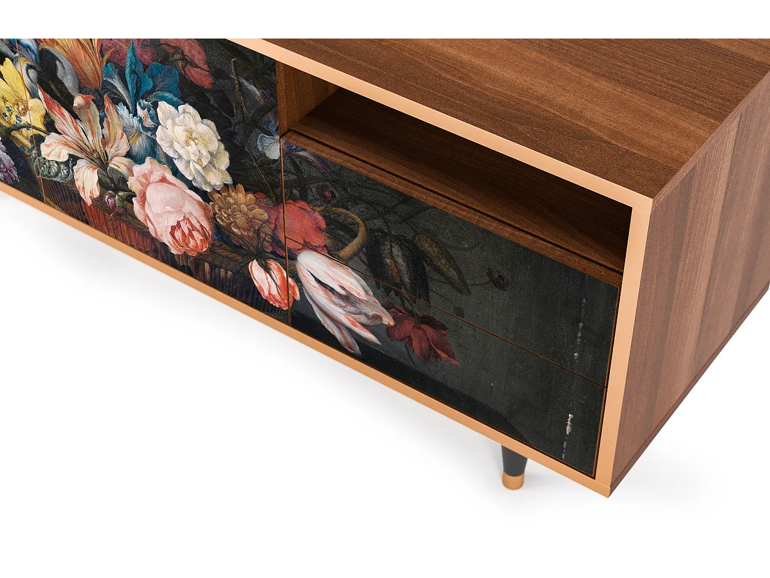 Mobile TV - 125х56х41 cm - T7 - Still Life with Flowers, Noce