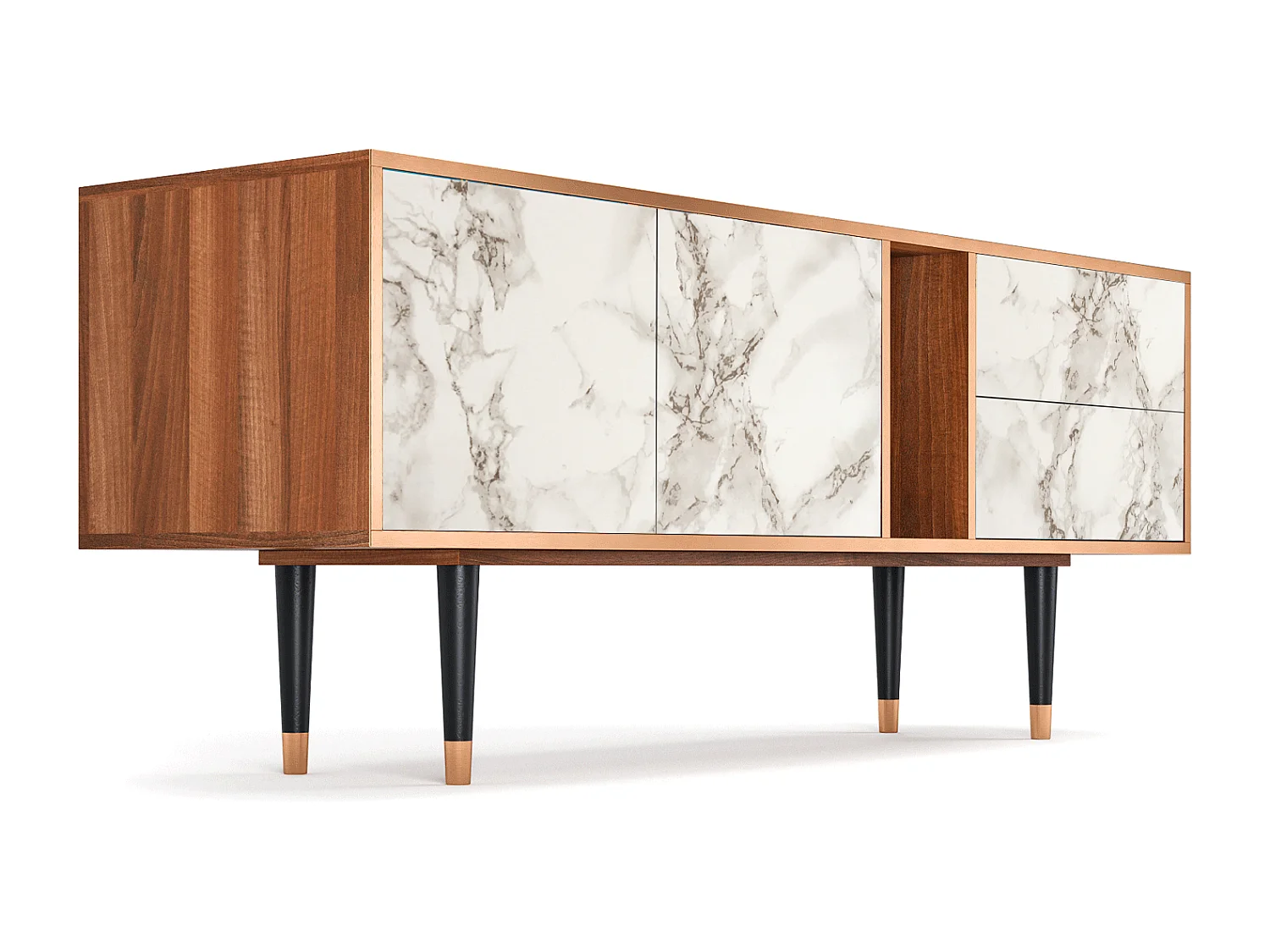 Meuble TV - 170х69х48 cm - T1 - Milk Marble, Noyer