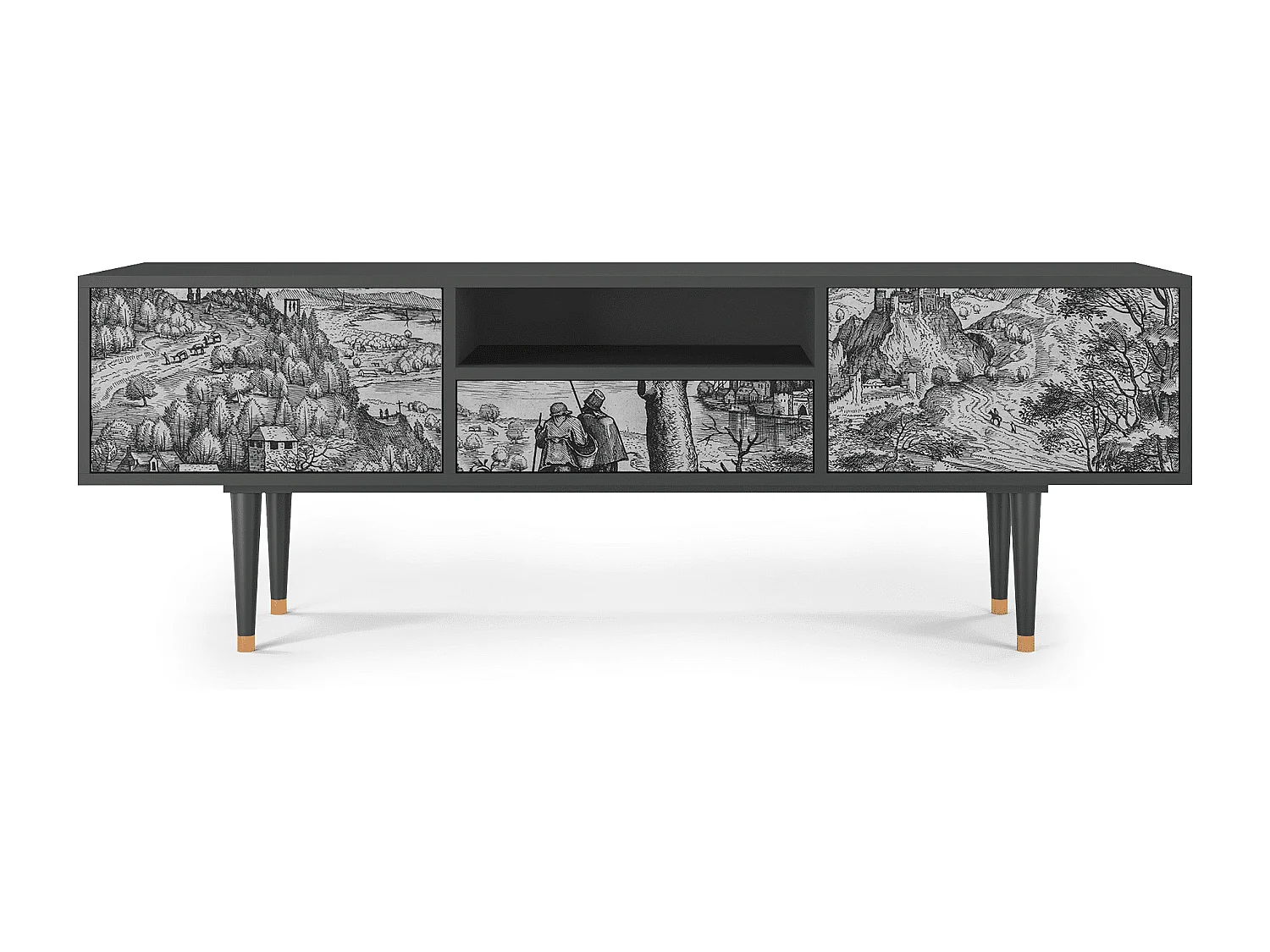 Mueble de TV - 170х59х41 cm - T6 - Milites Requiescentes, Antracita